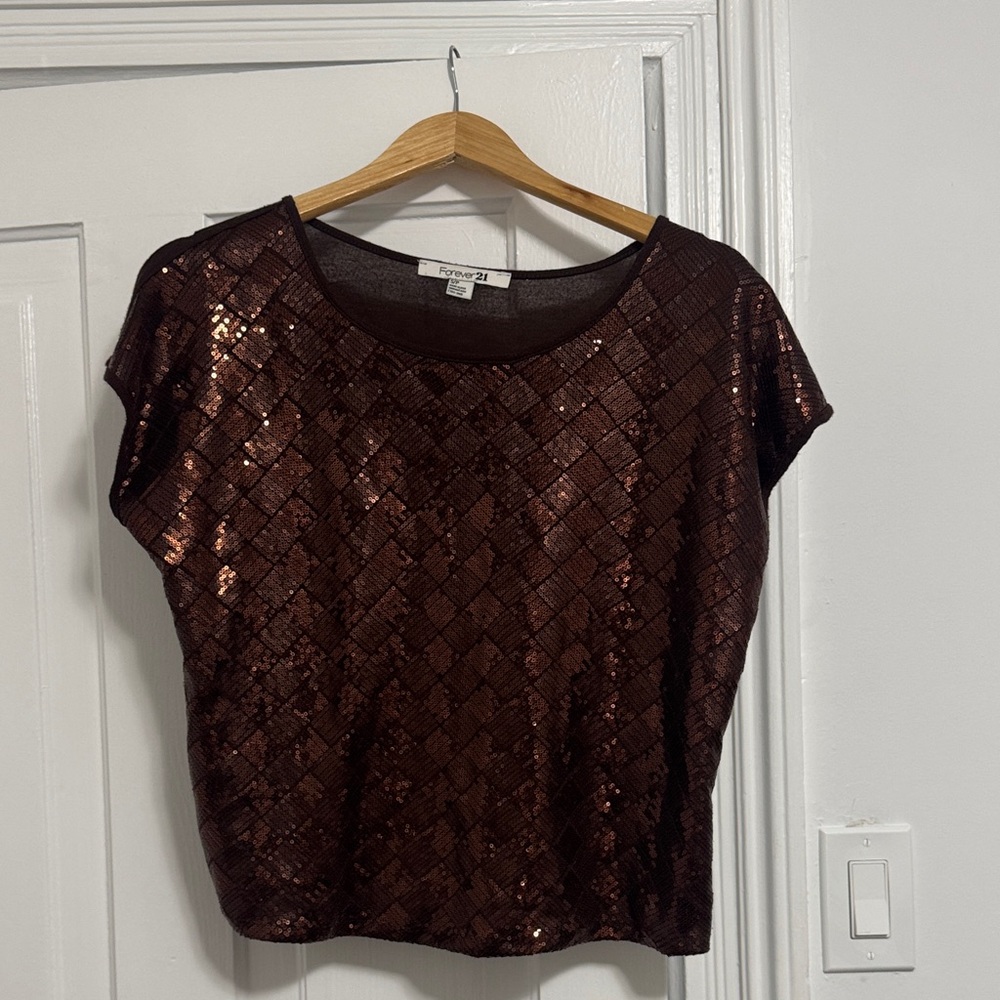 Forever 21 Sequin Brown Blouse